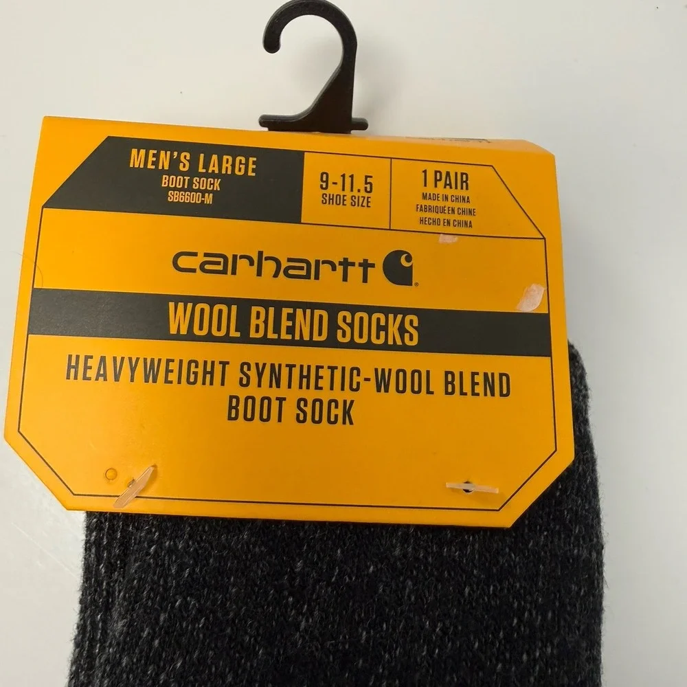 NWT Carhartt Heavyweight Boot Socks 3 Pairs Of Men's L 9-11.5 Black Wool Blend